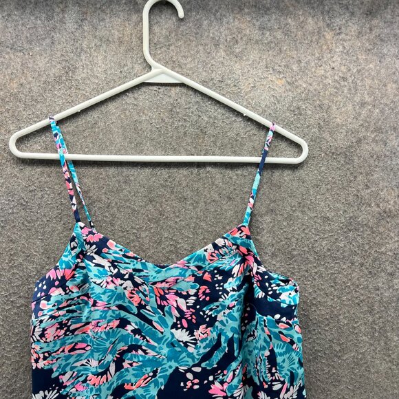Lilly Pulitzer Camisole Women XS Blue Pink Floral Rayon Sleeveless Tank Shirt - Picture 6 of 9